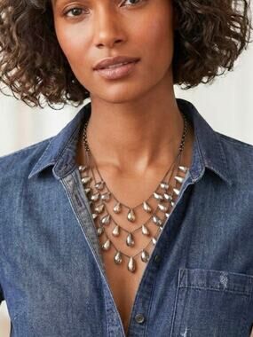 ANN TAYLOR 3-Strand Teardrop Statement Necklace NWOT